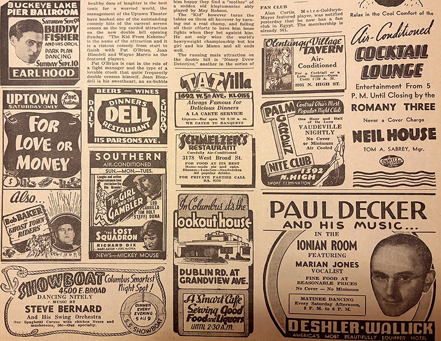 Columbus stae niteclub ads